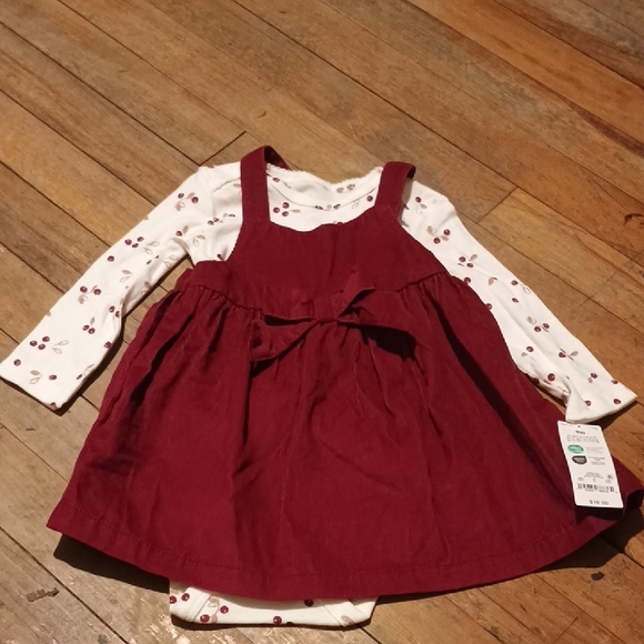 Carter's Other - Carter's Burgundy Baby Dress with White Sleeves
